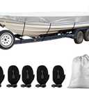 Amazon.com: SPORTYOUTH Boat Cover, Trailerable Boat Cover 12' - 14' Waterproof Oxford Fabric 210D Anti-UV Dustproof Fit Classic Boat Open Boat Deep V-Hull Fishing Boats Small Utility Boat and More : Sports & Outdoors