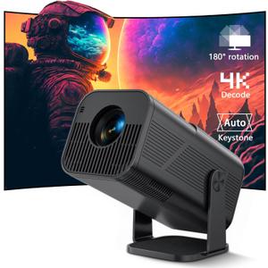 Projector with Wi-Fi and Bluetooth, 4K Full HD 1080P Smart Mini Portable Projector with 180 Stand, Auto Vertical Keystone, Compatible with HDMI/USB/TV Stick/Phone/Laptop