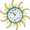 Sun Outdoor Clock Silent Non-Ticking Outdoor Clocks Waterproof Decorative Outdoor Clock Thermometer Combo for Patio Living Room Kitchen Garden Decor