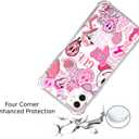 Pink Indie Aesthetics Hippie Collage Case Compatible with iPhone 12/12 Pro,Colourful Trendy Cool Teen Girl Case,Silicone Shockproof TPU Bumper Case for iPhone 12/12 Pro