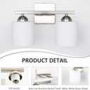 2 Light Brushed Nickel Vanity Lights for Bathroom, Modern Bathroom Light Fixtures Over Mirror, Vanity Light with Milky White Glass Shades, Farmhouse Wall Lights, E26 Socket