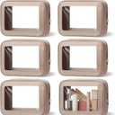 Abbylike 6 Pcs Clear Makeup Bags Travel Nylon Clear Nude Khaki Toiletry Bag Bulk Car Organizer Case Waterproof Toiletry Pouch with Golden Zipper for Teacher Mother Women Wedding Gift
