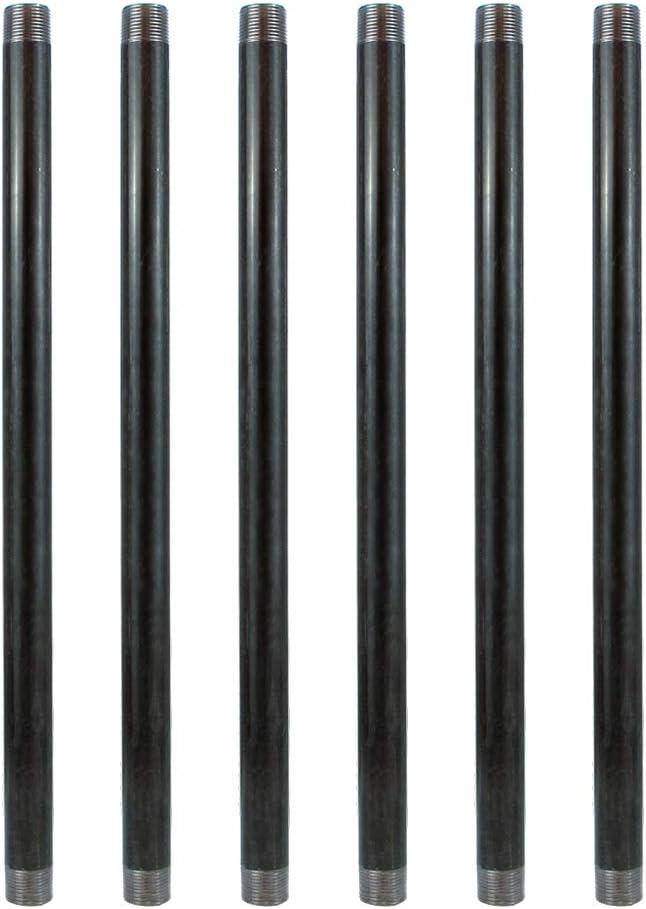 GeilSpace 6 Pack 1/2"  20" Heavy Duty Pre-Cut Grey Metal Pipe, Industrial Steel Fits Standard Half Inch Threaded Pipes and Fittings - Vintage DIY Industrial Shelving (1/2"  20", Grey) (Gray)