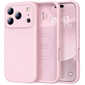 Vooii Magnetic for iPhone 17 Pro Max Case, Compatible with Magsafe (Premium Liquid Silicone) (Integrated Camera Control Button) Full Body Protective AntiScratch Microfiber Lining 6.9 inch, Chalk Pink