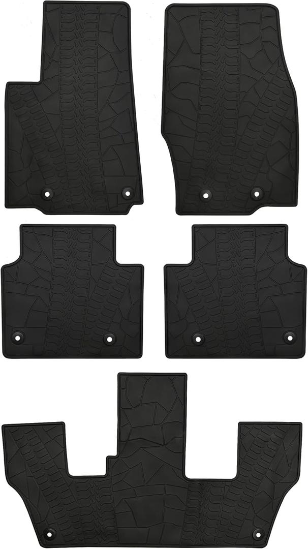 Car Floor Mats Custom Fit for Jeep Grand Cherokee L 6 Seats 2021-2025 2026 Rubber Auto Floor Liners Set All Weather Protection, Black(Only for 6 Seater Without Center Console)