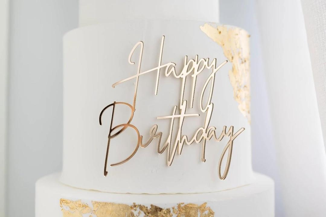 1PCS Happy Birthday Cake Topper,Gold Mirror Acrylic Boy or Girl Cake Sign Decorations,Birthday Cake Charm Supplies for Birthday Party Cake Dessert