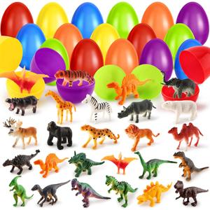 SpringFlower Easter Egg Filled With Animal Dinosaur Toy,Easter Basket Stuffers for Kids, Easter Egg Hunt Game, Basket Essentials,Easter Party Favor Supplies Classroom Rewards
