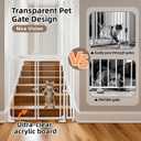 NiceTCU 74.80-98.43'' Extra Tall Cat Gate, Adjustable 33.86-41.34" Wide, Transparent Full Door Pet Gate, Auto Close No Drilling Cat Proof Safety Gate for Doorway Stairs- White