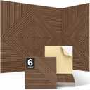 JBER Acoustical Wall Panels - 6 PCS 23.6 X 23.6 Inches Wood-Pattern Printing Sound Absorbing Panels, Large Self-Adhesive Decorative Soundproof Wall Panels for Studio,Home & Living Room(Teak), 72"48"