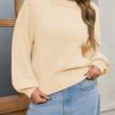 Saodimallsu Womens Batwing Long Sleeve Sweaters Casual Crewneck Loose Chunky Knit Fall Pullover Tops (Beige, M)