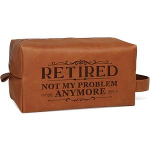 Retirement Gifts for Woman Men - Retirement Gifts for Men 2025 - Happy Retirement Present for Coworker - Cool Teacher Retirement Gift for Women, Water Resistant PU Leather Toiletry Bag