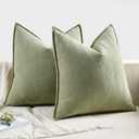 MIULEE Pack of 2 Sage Green Decorative Pillow Covers 20x20 Inch Soft Chenille Luxurious Couch Throw Pillows Farmhouse Cushion Covers with Elegant Design for Sofa Bedroom Living Room Summer Home Decor