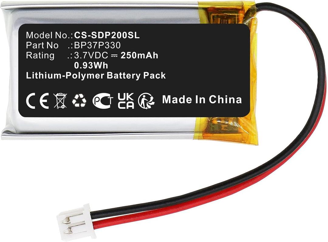 Battery for D'ogtra E-Collar Receivers 200C,202C,280C,282C,Combo,200C Receiver Collar,280C Receiver Collar,fit Part NO:BP37P330 (250mAh)