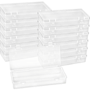 12 Pack 6 Inch Plastic Storage Boxes, Small Rectangle Clear Containers with Hinged Lids for Beads, Jewelry, Game Pieces, Crafts 6.1 x 2.56 x 1.18 Inch