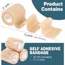 AZEN 16 Pack Self Adhesive Bandage Wrap, 2" X 5 Yards Elastic Cohesive Bandage Wrap, Skin Color Athletic Tape, Vet Wrap, Ankle Tape, Tattoo Grip Tape Wrap