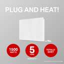 Stelpro Mirage Wall Heater - 1500W 120V - Plug-In Thermostat - AMIR1501PW
Heats up to 150 sq ft, Plug-in with 6 ft cord, Built-in electronic thermostat, Quiet convection heat