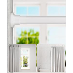 ALLZONE Shower Curtain Rod Tension No Drill, 42-83 Inches, Heavy Duty Tension Curtain Rod, Rustproof Shower Rods for Bathroom, Adjustable Spring Tension Rods for Windows, White