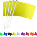 Consummate 25 Pack Solid Yellow Flag Small Mini Plain Yellow DIY Flags On Stick, Party Decorations for Parades, Grand Opening, Kids Birthday, Party Events Celebration, 8.2 x 5.5 inchs, 11.8 inchs