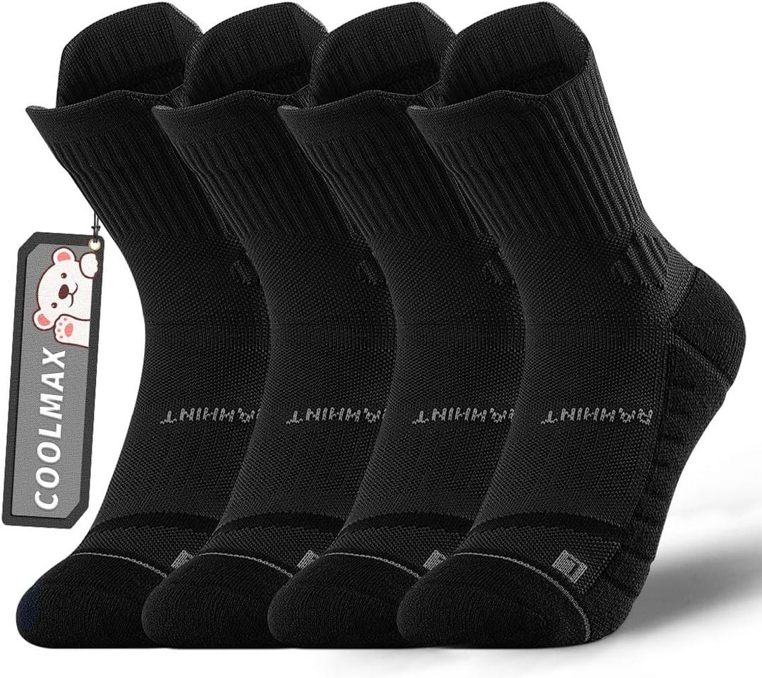 Rahhint Coolmax Compression Boys Youth Running Basketball Socks 4 Pairs Cushion Quarter Anti-Blister Athletic Socks size: M (5-8 years)