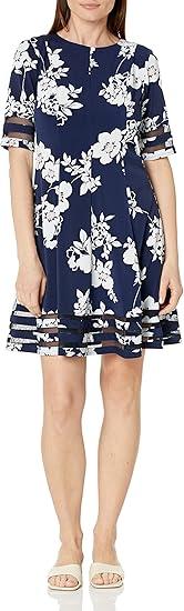 Jessica Howard Women's Plus Style Fit and Flare Elbow Sleeve Knit 18 W