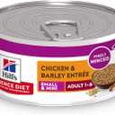 Hill's Science Diet Adult 1-6 Small & Mini Wet Dog Food, Chicken & Barley, 5.8 oz. Cans, 24-Pack, BBD: 03/20/2028