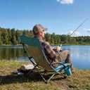 VEVOR Folding Beach Chair, High Back Camping Chairs for Adults, with Cup Pocket, Mesh Back, Carry Bag, Portable Extra Wide Seat Chair 330 lbs Heavy Duty Support, for Outdoor, Camp, Light Blue, 1 Pack