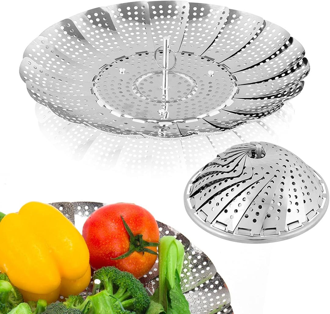Sayfine Vegetable Steamer Basket, Premium Stainless Steel Veggie Steamer Basket for cooking - Folding Expandable Steamers to Fits Various Size Pot (Large(6" to 10.5")