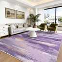 Washable Rugs 8x10 Area Rugs for Living Room: Modern Print Abstract Rug, Non-Slip Rubber Backing for Bedroom Dining Room, Large Carpets for Dorm Kids Girls Room Home Decor Aesthetic, Purple