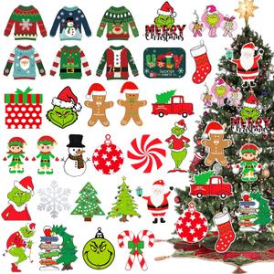 60Pcs Christmas Tree Ornaments Decorations Whoville Christmas Tree Hanging Ornaments Decorations for Xmas Holiday Tree Home Decor (Red Green and White)