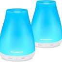 InnoGear Essential Oil Diffuser, 2 Pack Ultrasonic Diffusers for Home Aromatherapy Humidifier for Bedroom Room 7 Colors LED 2 Mist Mode Auto Off, Basic White