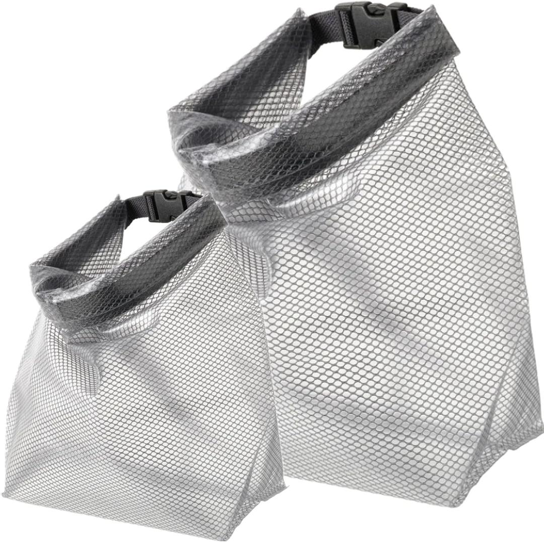 Waterproof Roll Top Dry Storage Bag, 2-Pack Lightweight Foldable Organizer Toiletry Bag, Multi-Purpose Dry Wet Separation Pouch for Travel, Commute, Gym, Swimming, Camping, Cosmetics, Fragile Items