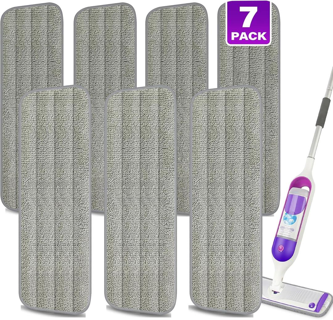 7 Count Reusable Mop Pads for Swiffer PowerMop -MEXERRIS Microfiber Wet Mops Refills PowerMop Pads Machine Washable Hard Wood Floor Mop Pads Replacement for 13''-15'' Spray Floor Mops (Gray)