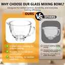 5QT Glass Mixing Bowl for KitchenAid 4.5-5 Quart Tilt-Head Stand Mixers | Double-Layer Thickened Mixing Bowl Replacement for Kitchen aid with Measurement Markings Pour Spout & Handle, Dishwasher Safe