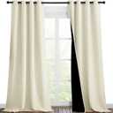NICETOWN Thermal Insulated 100% Blackout Curtains, Noise Reducing Performance Drapes with Black Lining, Full Light Blocking Drapery Panels for Patio (Beige, 1 Pair, 46 inches x 90 inches)