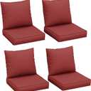 UDPATIO Outdoor Cushions for Patio Furniture, 4'' Replacement Cushions for Outdoor Furniture, 4 Seat Water-Resistant Outdoor Sectional for Sofa Couch Chair (Burgundy)