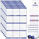 6pcs 24" x 36" 2026 Wall Calendar Dry Erase - Large Starry Sky Calendar Wet & Dry Erasable Laminated 12 Month Annual Yearly Planner, Reversible, Horizontal/Vertical (2026 Wall Calendar)
