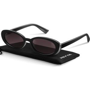 miyya Trendy Polarized Sunglasses Women, Oval Sunglasses for Women Men, Retro Sun Glasses for Women 2024, UV Protection (Black/Brown)