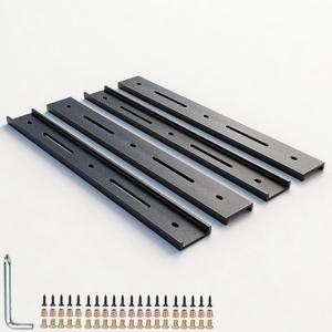 C Channel Steel Support Metal Support Bracing Hidden C Bracket for Table Top Live Edge Slab Woodworking, Black Coat Finish, 6 Holes (4 Pack, 20 Inch)