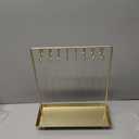 MyGift 14 Inch Brass Metal Jewelry Organizer Stand for Necklaces with 20 Hooks and Ring Tray