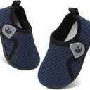 FEETCITY Baby Boys Girls First Walking Shoes Infant Sneakers Crib Shoes Breathable Lightweight Slip On Shoes (Dark Blue), Size 1