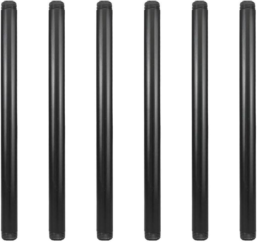 GeilSpace 6 Pack 1/2"  12" Pre-Cut Black Metal Pipe, Industrial Steel Fits Standard Half Inch Black Threaded Pipes and Fittings - Vintage DIY Industrial Shelving (1/2"  12")