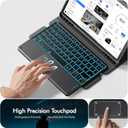 INFILAND for Samsung Galaxy Tab S10 Lite/S10 FE/S9/S9 FE 5g Case with Keyboard [High Precision Trackpad & 7 Color Backlit & S Pen Holder], Detachable Keyboard Case with 360 Degree Rotating Stand Black