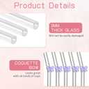 8 Pcs Reusable Glass Straws with Cleaning Brushes Pink Bow Glass Straws Shatter Resistant Straw Coquette Party Decor Bow Party Pretty Bachelorette Decor Bridal Engagement Drinkware (Purple)