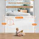 Retractable Baby Gate, 55" Wide Mesh Gate with 4 Reinforced Rods, Prevents Kids & Dogs from Crawling Under, 34" Tall Easy-to-Use Pet Gate for Stairs, Bedrooms, Hallways, Indoor/Outdoor, White