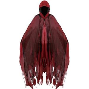nezababycos Halloween Hooded Cloak Scary Ghost Tattered Robe Medieval Wizard Death Cape Cosplay Costume for Adult Men Women medium