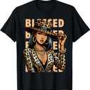 Blessed Black Cowgirl Leopard Western Swag African Christian T-Shirt (Small)