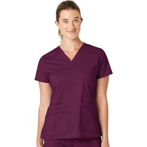 WonderWink Women's Wonderflex Verity Scrub Top, Wine, X-Large