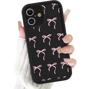 for iPhone 17 6.3'' Cute Aesthetic Bow Knot Phone Case, Stylish Cool Pink Bowknot Design Artistic Chic Bows Ribbon Phone Cover Slim Soft TPU Shockproof Protective Case for Women Girl