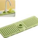 Faucet Mat for Kitchen Sink - 2024 Upgraded Premium Silicone Splash Guard with Fast Drying Properties - Protective Sink Tray Ideal for Stone Sinks in Kitchen & Bathroom (1, Green)