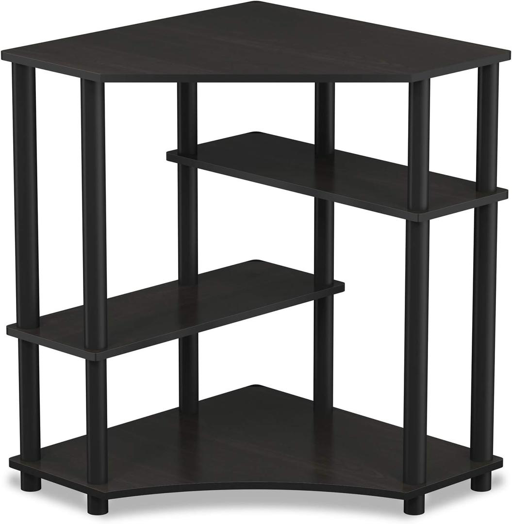 Furinno TURN-N-TUBE Desk, Gaming Desk with Shelves, Corner Computer Desk with Shelves, Office Desk, Space Saving, For Home Office, Bedroom, Espresso